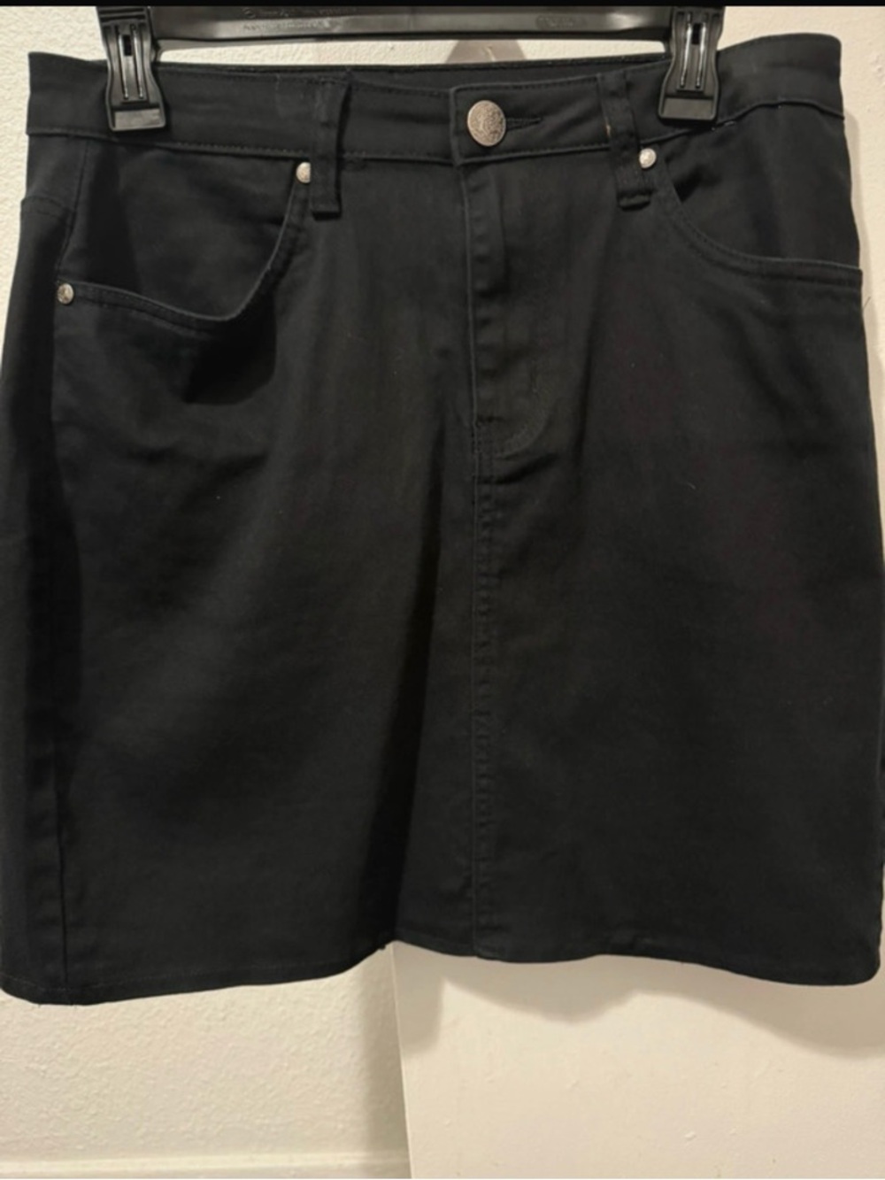 Women's Black Pencil Skirt with Front Seam